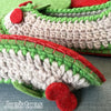 Joes' Toes Cherry crochet slipper kit in U.S. women's sizes 3-14 side view
