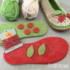 All the parts for Joes' Toes Cherry crochet slipper kit with felt soles in U.S. women's sizes 3-14