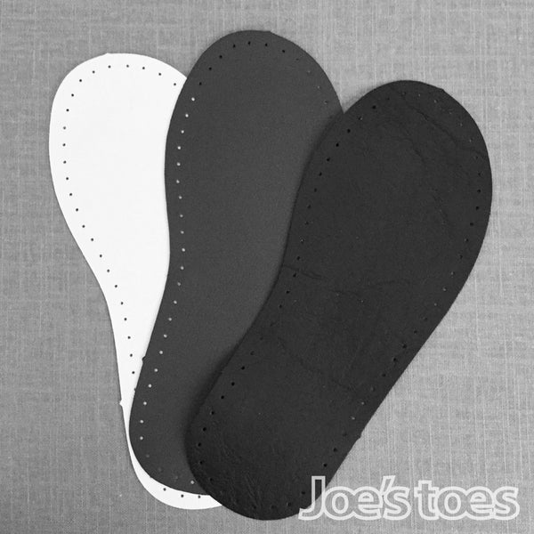 faux leather slipper soles in black, slate and white