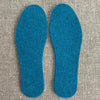 Poddy and Black insoles in thick wool felt cornflowe