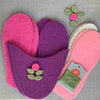 Joe's Toes Flora felt slippers in purple with rubbersoles