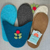 Joe's Toes Flora felt slippers in teal with suede soles
