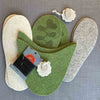 Joe's Toes sheepy slipper kit in green with sheep motif  and felt outsoles