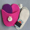 Joe's Toes sheepy slipper kit in fuchsia with sheep motif  and suede outsoles