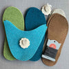 Joe's Toes sheepy slipper kit in turquoise with sheep motif and suede soles