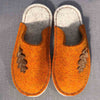 Joe's Toes oak leaf slippers in marmalade and light grey felt