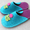 Joe's Toes Flora felt slippers in turquoise side view