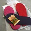 Joe's Toes kit with fuchsia, red and rubber soles, rainbow thread, no yarn