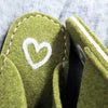 Green Felt Slipper - Cream Heart - Joe's Toes  - 2