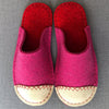 Fuchsia wool felt slippers by Joe's Toes with Suede Leather toe caps