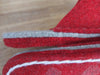Joe's Toes red felt slippers sole stitch detail
