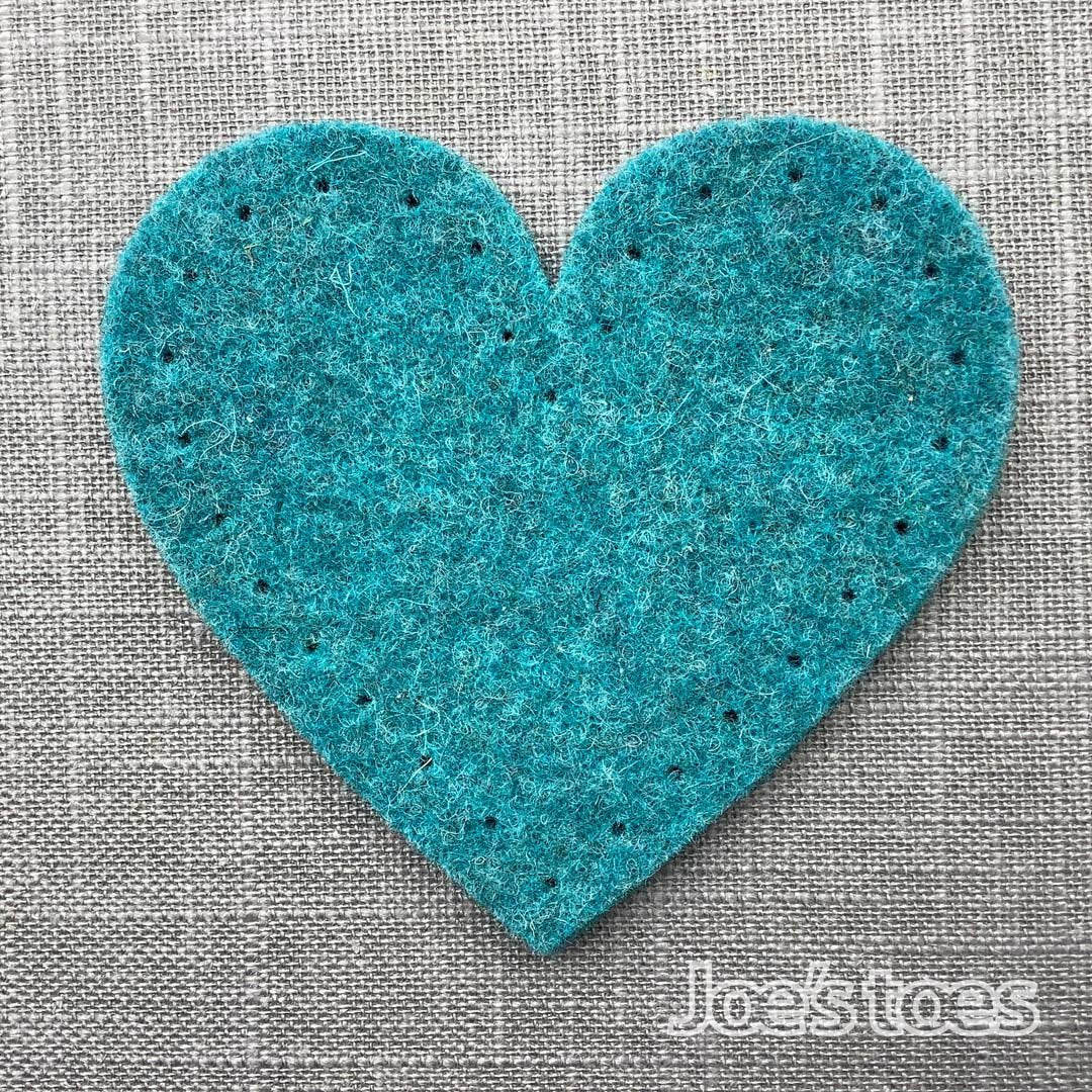 Threaded Pear Self Adhesive Chenille Heart Patches - Blue - STYLE